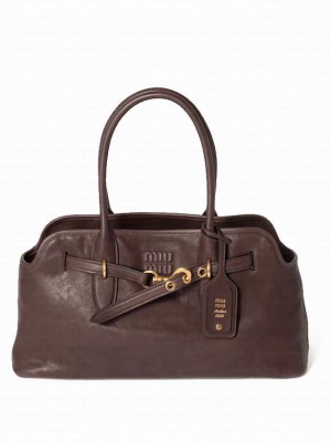 Miumiu Aventure Nappa Leather Bag 5BG310 Dark Coffee