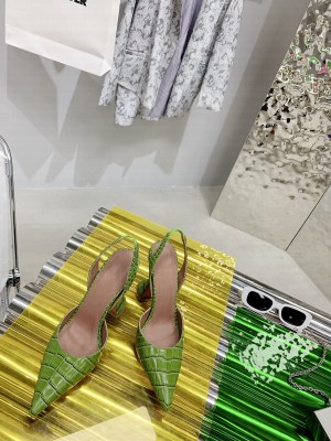 Amina Muaddi 9.5cm Calfskin crocodile pattern Slingback Pumps 021 2021 Collection