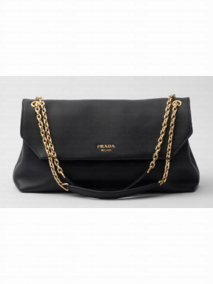 RRADA Medium leather shoulder bag 1BD367 black