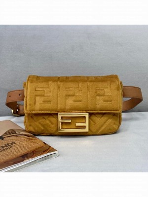 Fendi Baguette Velvet Belt Bag Brown  2021 Collection