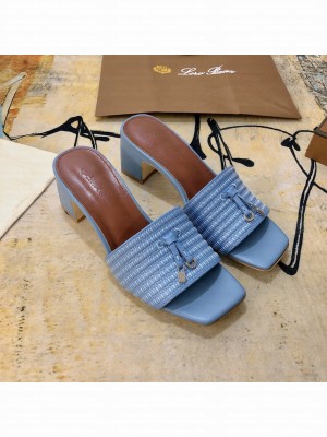 Loro Piana Sprightly Charms Sandals Lambskin 2022 Collection,Sky Blue