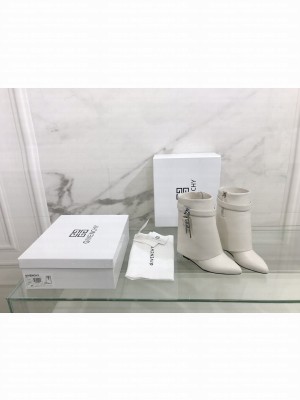 GIVENCHY SHARK LOCK ANKLE BOOTS IN LEATHER 2022, WHITE