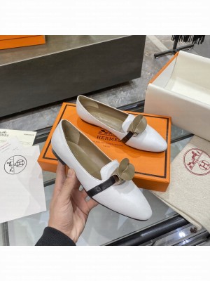 Hermes Bilbao ballet Goatskin White flat Loafer 2021 Collection
