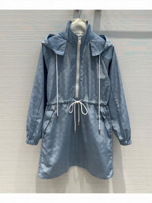 Louis Vuitton Women's Monogram Pattern Hooded Dress Blue