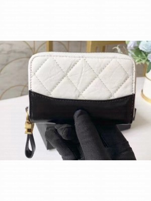 Chanel Aged Calfskin Gabrielle Zipped Coin Purse A84404 White
