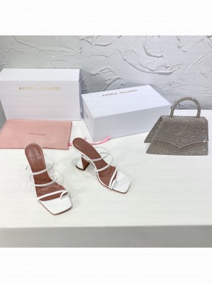 AMINA MUADDI White Leather Sandals heel 9.5cm 2021 Collection