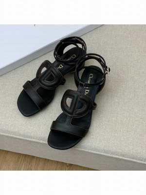 Dior Calfskin CD Heel Sandals 4.5cm Black 2022 Collection