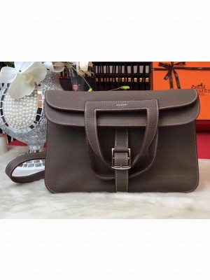 Hermes Halzan Tote Bag in Original Togo Leather Etoupe