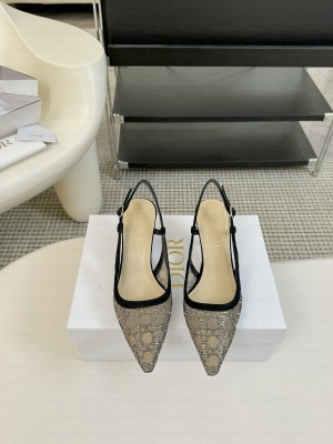 Dior Capture Slingback Black mesh with drill heel 6.5cm Sandals 2025 