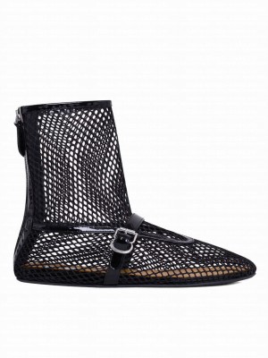 Alaia Women's Fishnet High Ballet Flats Black