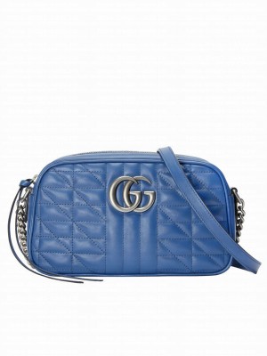 Gucci GG Marmont Matelasse Shoulder Bag Blue