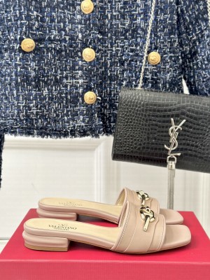 Valentino VLogo The Bold Edition Slip-On Sandals nude