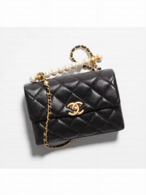 Chanel MINI FLAP BAG WITH TOP HANDLE AS5001 black