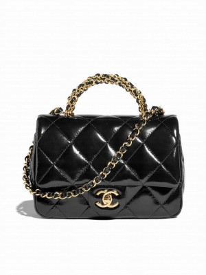 CHANEL MINI FLAP BAG WITH TOP HANDLE AS5032 Black