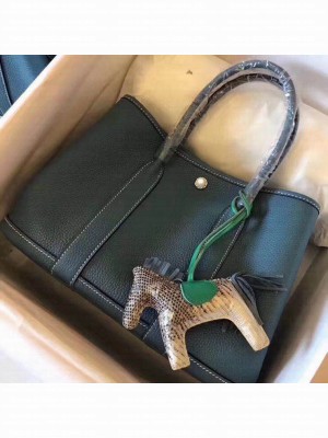 Hermes Original Togo Leather Garden Party 30cm/36cm Jean Blue