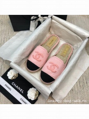 Chanel Denim Espadrilles Mules G37482 Pink  2021 Collection