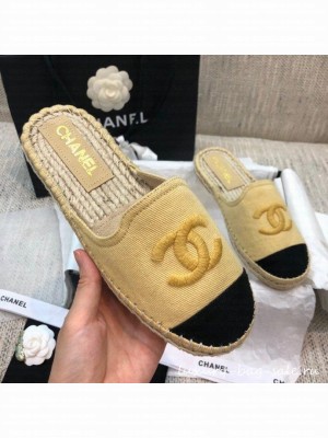 Chanel Denim Espadrilles Mules G37482 Yellow  2021 Collection