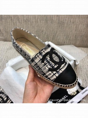Chanel Tweed Flat Espadrilles G29762 Black  2021 Collection