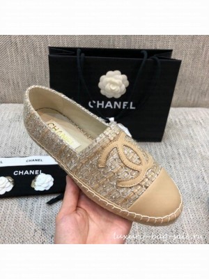 Chanel Tweed Flat Espadrilles G29762 Beige  2021 Collection