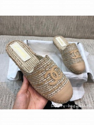 Chanel Tweed Espadrilles Mules G37482 Beige  2021 Collection
