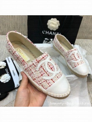 Chanel Tweed Flat Espadrilles G29762 Pink  2021 Collection