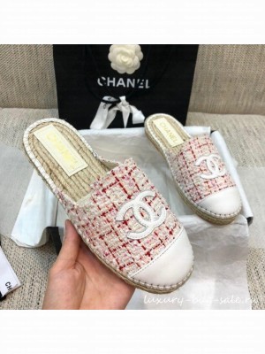Chanel Tweed Espadrilles Mules G37482 Pink  2021 Collection