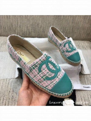 Chanel Tweed Flat Espadrilles G29762 Green  2021 Collection