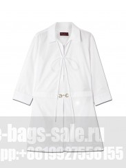 Gucci Women's Horsebit Cotton Poplin Shirt Dress White
