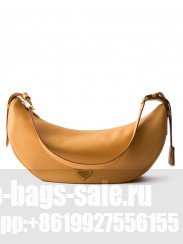 Prada Demi-lune Large Leather Shoulder Bag 1BC255 Coffee
