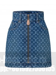 Louis Vuitton Women's Monogram Denim Mini Skirt Blue