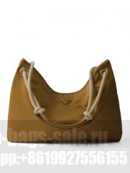 Prada Mariner large Re-Nylon Shoulder Bag 1BC244 Coffee