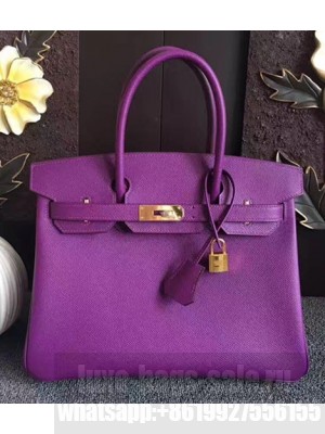 Hermes Birkin 30/35 Bag In Original Epsom Leather With Gold/Silver Hardware Purple