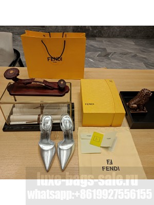 Fendi First Silver leather high-heeled slingbacks 2023 Collection