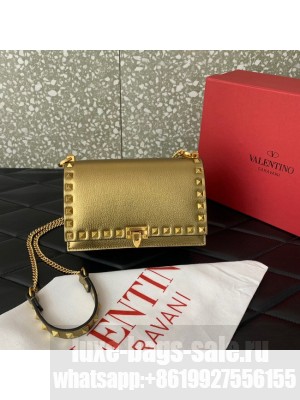VALENTINO Rockstud calfskin chain bag HHI16 gold