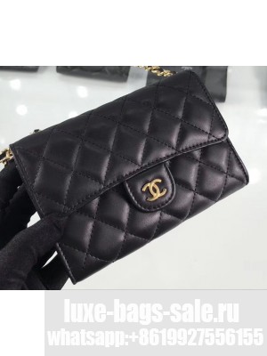 Chanel Lambskin Classic Clutch with Chain Bag A84512 Black/Gold