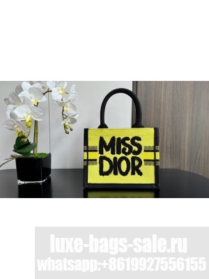 Small Dior Book Tote Two-Tone Green and Blue Miss Miss Dior Graffiti Embroidery M1265Z