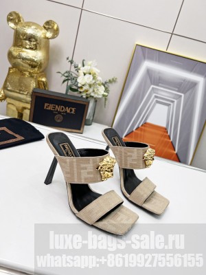 Versace x Fendi 11cm Fendace FF Fabric Slide Sandals 2022 Collection 024