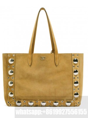Valentino Garavani Nellcote Large Suede Shopping Bag Coffee