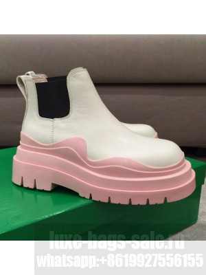 Bottega Veneta Tire Calfskin Short Chelsea Boots White/Pink  2021 Collection