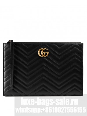 Gucci GG Marmont matelasse leather pouch 476440 Black