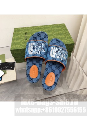 Gucci x The North Face Women's Slippers Blue 2022 Collection