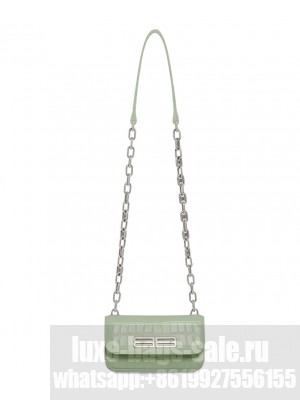 Balenciaga Gossip XS Bag With Chain In Extra Supple Crocodile Embossed Calfskin Green