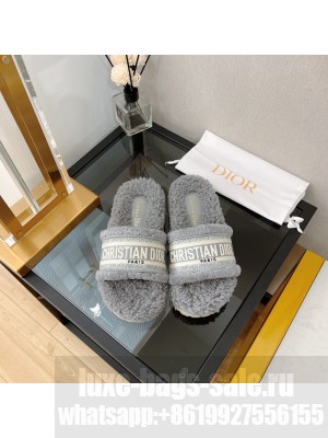 Christian Dior DIOR CHEZ MOI SLIDE Cotton Embroidery and Shearling 03