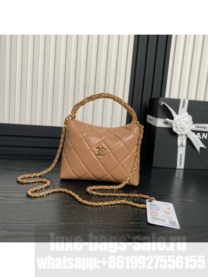 Chanel Shiny Lambskin & Gold-Tone Metal AP4189 Dark Beige