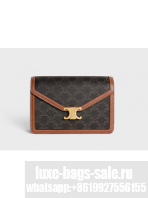 CELINE ENVELOPPE BAG IN TRIOMPHE CANVAS AND CALFSKIN 113322 TAN