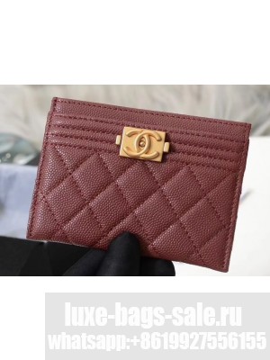 Chanel Caviar Leather Boy Card Holder A84431 Burgundy
