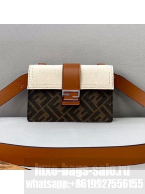 Fendi Men's Baguette Pouch Mini Bag White Canvas  2021 Collection