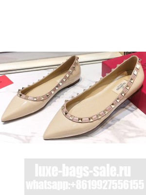 Valentino Rockstud Ballet Flats Ballerinas in Patent Leather Nude