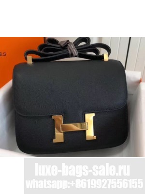 Hermes Constance Mini/MM Bag in Epsom Leather Black with Gold Hardware