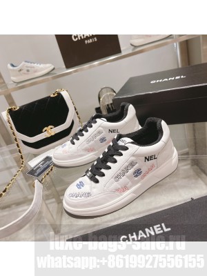 Chanel Calfskin Sneakers White 014